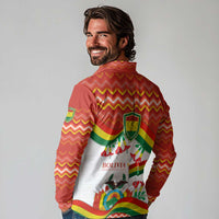Bolivia Independence Day Long Sleeve Polo Shirt with Flag Colors and August 6 Celebration Design