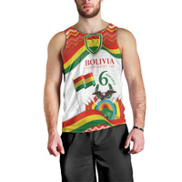 Bolivia Independence Day Men Tank Top with Flag Colors and August 6 Celebration Design
