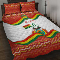 Bolivia Independence Day Quilt Bed Set with Flag Colors and August 6 Celebration Design