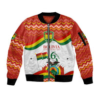 Bolivia Independence Day Sleeve Zip Bomber Jacket with Flag Colors and August 6 Celebration Design