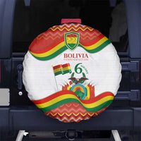Bolivia Independence Day Spare Tire Cover with Flag Colors and August 6 Celebration Design