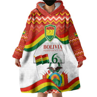 Bolivia Independence Day Wearable Blanket Hoodie with Flag Colors and August 6 Celebration Design
