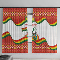 Bolivia Independence Day Window Curtain with Flag Colors and August 6 Celebration Design
