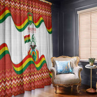 Bolivia Independence Day Window Curtain with Flag Colors and August 6 Celebration Design