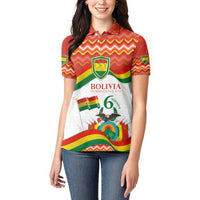 Bolivia Independence Day Women Polo Shirt with Flag Colors and August 6 Celebration Design