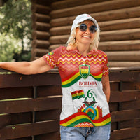 Bolivia Independence Day Women Polo Shirt with Flag Colors and August 6 Celebration Design