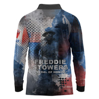 Freddie Stowers Long Sleeve Polo Shirt African American Military Hero - Medal Of Honor 157th Infantry Division