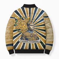 Freddie Stowers Bomber Puffer Jacket Medal Of Honor Hero - Vintage Retro Sunburst - Military Valor Heritage