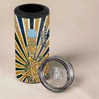 Freddie Stowers 4 in 1 Can Cooler Tumbler Medal Of Honor Hero - Vintage Retro Sunburst - Military Valor Heritage