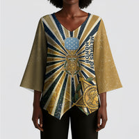 Freddie Stowers Kimono Sleeve Blouse Medal Of Honor Hero - Vintage Retro Sunburst - Military Valor Heritage