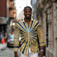 Freddie Stowers Long Sleeve Button Shirt Medal Of Honor Hero - Vintage Retro Sunburst - Military Valor Heritage