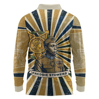 Freddie Stowers Long Sleeve Polo Shirt Medal Of Honor Hero - Vintage Retro Sunburst - Military Valor Heritage