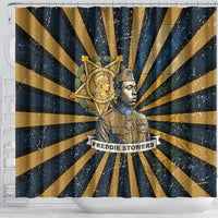 Freddie Stowers Shower Curtain Medal Of Honor Hero - Vintage Retro Sunburst - Military Valor Heritage