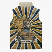 Freddie Stowers Sleeveless Puffer Jacket Medal Of Honor Hero - Vintage Retro Sunburst - Military Valor Heritage