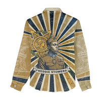 Freddie Stowers Women Casual Shirt Medal Of Honor Hero - Vintage Retro Sunburst - Military Valor Heritage