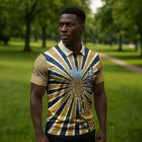 Freddie Stowers Zipper Polo Shirt Medal Of Honor Hero - Vintage Retro Sunburst - Military Valor Heritage