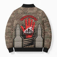 Freddie Stowers African American Bomber Puffer Jacket Medal Of Honor Red Hand - Military Camouflage Striped World War I