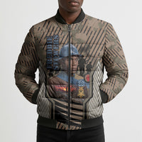 Freddie Stowers African American Bomber Puffer Jacket Medal Of Honor Red Hand - Military Camouflage Striped World War I
