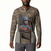 Freddie Stowers African American Button Sweatshirt Medal Of Honor Red Hand - Military Camouflage Striped World War I