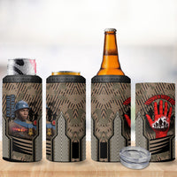 Freddie Stowers African American 4 in 1 Can Cooler Tumbler Medal Of Honor Red Hand - Military Camouflage Striped World War I