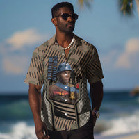 Freddie Stowers African American Hawaiian Shirt Medal Of Honor Red Hand - Military Camouflage Striped World War I