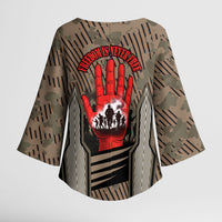 Freddie Stowers African American Kimono Sleeve Blouse Medal Of Honor Red Hand - Military Camouflage Striped World War I