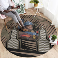Freddie Stowers African American Round Carpet Medal Of Honor Red Hand - Military Camouflage Striped World War I