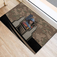 Freddie Stowers African American Rubber Doormat Medal Of Honor Red Hand - Military Camouflage Striped World War I