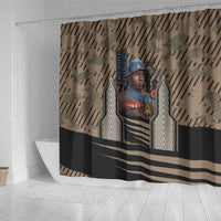 Freddie Stowers African American Shower Curtain Medal Of Honor Red Hand - Military Camouflage Striped World War I