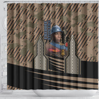 Freddie Stowers African American Shower Curtain Medal Of Honor Red Hand - Military Camouflage Striped World War I