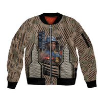 Freddie Stowers African American Sleeve Zip Bomber Jacket Medal Of Honor Red Hand - Military Camouflage Striped World War I