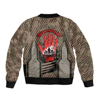 Freddie Stowers African American Sleeve Zip Bomber Jacket Medal Of Honor Red Hand - Military Camouflage Striped World War I