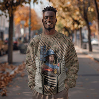 Freddie Stowers African American Sweatshirt Medal Of Honor Red Hand - Military Camouflage Striped World War I
