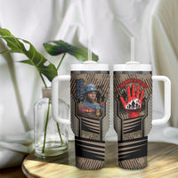 Freddie Stowers African American Tumbler With Handle Medal Of Honor Red Hand - Military Camouflage Striped World War I
