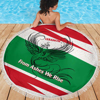 Lebanon Phoenix Beach Blanket with Cedar Flag Colors and Inspirational Quote