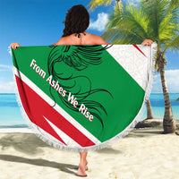 Lebanon Phoenix Beach Blanket with Cedar Flag Colors and Inspirational Quote