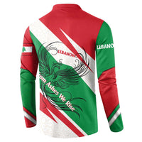 Lebanon Phoenix Button Sweatshirt with Cedar Flag Colors and Inspirational Quote