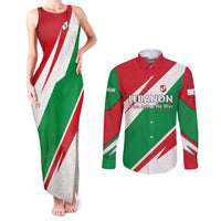 Lebanon Phoenix Couples Matching Tank Maxi Dress and Long Sleeve Button Shirt with Cedar Flag Colors and Inspirational Quote