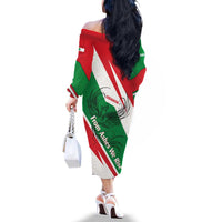 Lebanon Phoenix Family Matching Off The Shoulder Long Sleeve Dress and Hawaiian Shirt with Cedar Flag Colors and Inspirational Quote