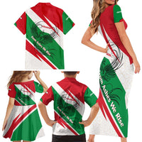 Lebanon Phoenix Family Matching Short Sleeve Bodycon Dress and Hawaiian Shirt with Cedar Flag Colors and Inspirational Quote