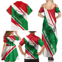 Lebanon Phoenix Family Matching Summer Maxi Dress and Hawaiian Shirt with Cedar Flag Colors and Inspirational Quote