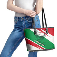 Lebanon Phoenix Leather Tote Bag with Cedar Flag Colors and Inspirational Quote