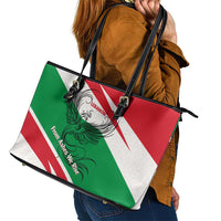 Lebanon Phoenix Leather Tote Bag with Cedar Flag Colors and Inspirational Quote