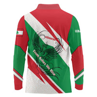 Lebanon Phoenix Long Sleeve Polo Shirt with Cedar Flag Colors and Inspirational Quote