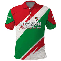 Lebanon Phoenix Polo Shirt with Cedar Flag Colors and Inspirational Quote