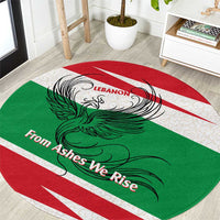 Lebanon Phoenix Round Carpet with Cedar Flag Colors and Inspirational Quote