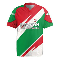Lebanon Phoenix Rugby Jersey with Cedar Flag Colors and Inspirational Quote