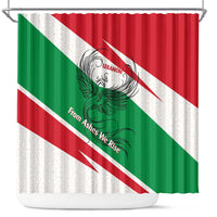 Lebanon Phoenix Shower Curtain with Cedar Flag Colors and Inspirational Quote