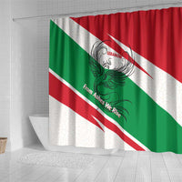 Lebanon Phoenix Shower Curtain with Cedar Flag Colors and Inspirational Quote