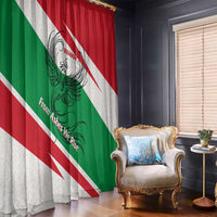 Lebanon Phoenix Window Curtain with Cedar Flag Colors and Inspirational Quote